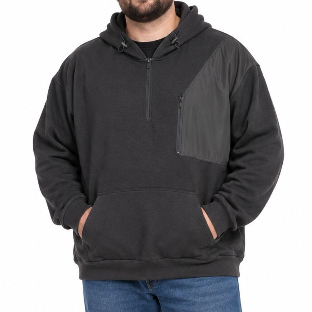 NOMAD by Craft+Flow Black Quarter Zip Hoodie Mens 3XL Chest Zip Pocket Utility